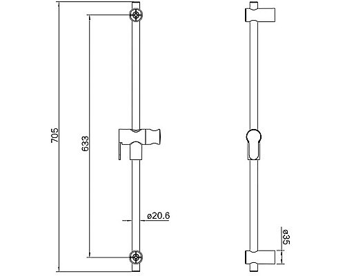 Душевая штанга Iddis Ray RAY70BCi17 Хром матовый