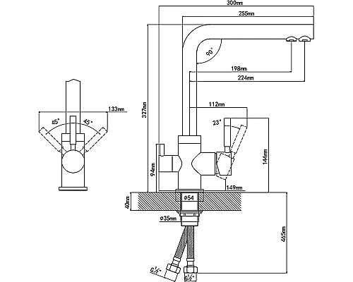 Смеситель для кухни Florentina Арес Fl Ультра 333.19H.2123.501 Нуар