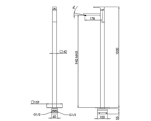 Смеситель для раковины Remer Absolute AU18BG Золото брашированное