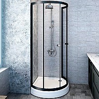 Душевой уголок Radomir Стронг 110x110 1-03-6-0-0-1820 профиль Черный стекло прозрачное