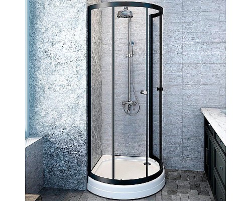 Душевой уголок Radomir Стронг 110x110 1-03-6-0-0-1820 профиль Черный стекло прозрачное