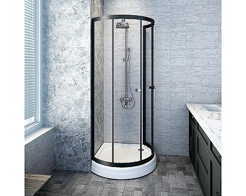 Душевой уголок Radomir Стронг 110x110 1-03-6-0-0-1820 профиль Черный стекло прозрачное