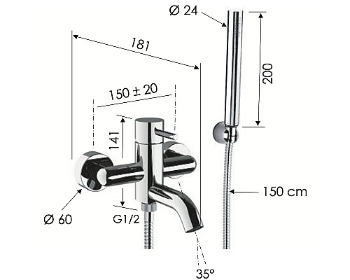 Смеситель для ванны Remer X-Style X02VO Бронза