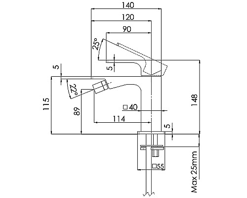 Смеситель для биде Remer Absolute AU22NO Черный матовый