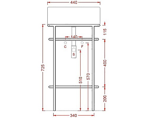 Консоль под раковину Artceram Vogue 44 ACA058 17 Черная матовая