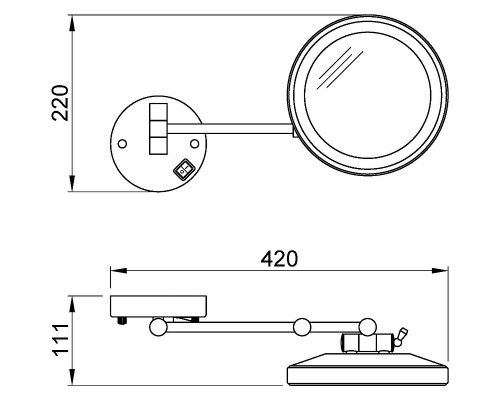 Косметическое зеркало Nofer 08006.N с подсветкой с увеличением Черное