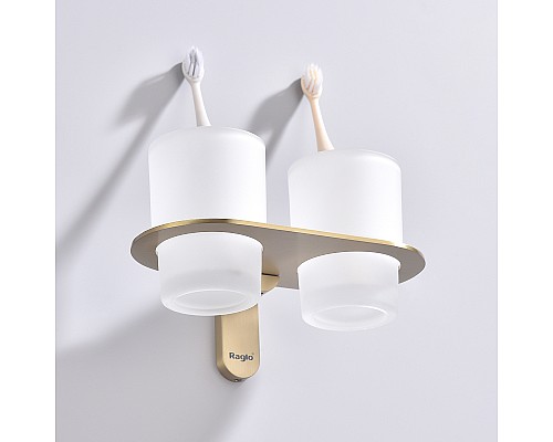 Стакан для зубных щеток Raglo R300.08.03 двойной Золото матовое