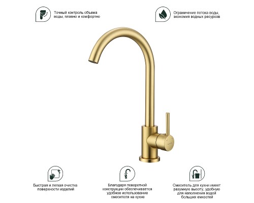 Смеситель для кухни Splenka S201.40.03 Золото матовое