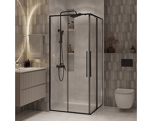 Душевой уголок Niagara Nova 80х80 NG-6822-34BLACK профиль Черный матовый стекло прозрачное