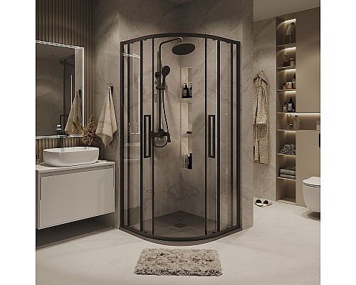 Душевой уголок Grossman Cosmo 100х100 301.K33.02.1010.21.00 профиль Черный матовый стекло прозрачное