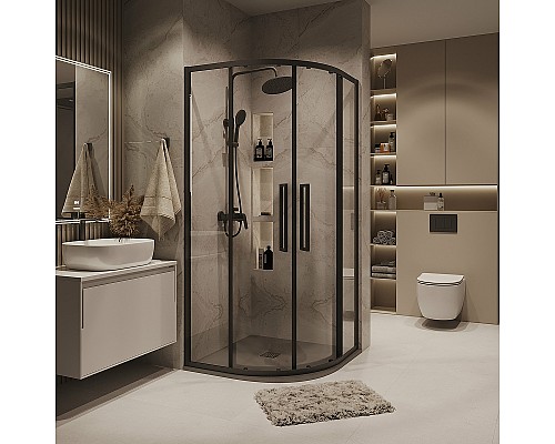 Душевой уголок Grossman Cosmo 100х100 301.K33.02.1010.21.00 профиль Черный матовый стекло прозрачное