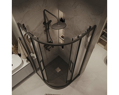 Душевой уголок Grossman Cosmo 100х100 301.K33.02.1010.21.00 профиль Черный матовый стекло прозрачное