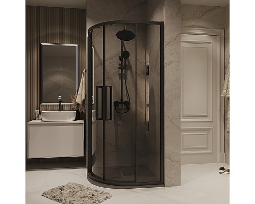 Душевой уголок Grossman Cosmo 80х80 301.K33.02.8080.21.10 профиль Черный матовый стекло тонированное