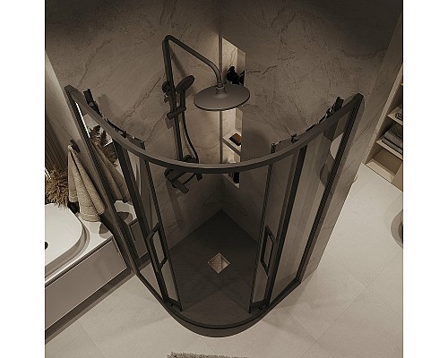 Душевой уголок Grossman Cosmo 80х80 301.K33.02.8080.21.10 профиль Черный матовый стекло тонированное