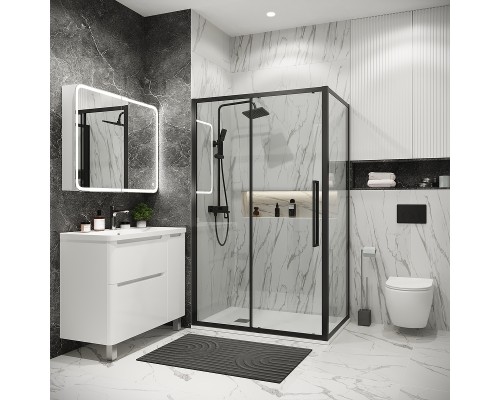 Душевой уголок Grossman Cosmo 110х80 120.K33.02.1180.21.00 профиль Черный матовый стекло прозрачное