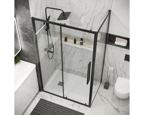 Душевой уголок Grossman Cosmo 120х80 120.K33.02.1280.21.00 профиль Черный матовый стекло прозрачное