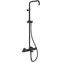 Душевая система Remer Elegance EQ34ASSDNO с термостатом Черная матовая