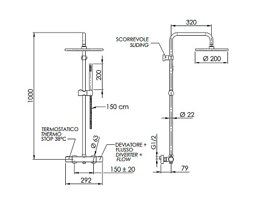 Душевая система Remer Elegance EQ32X7MMM20BO с термостатом Белая матовая