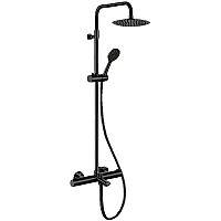 Душевая система Remer Elegance EQ34A8MPUFM25NO с термостатом Черная матовая