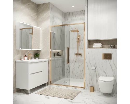 Душевая дверь Grossman Cosmo 130 100.K33.02.130.32.00 профиль Золото сатин стекло прозрачное