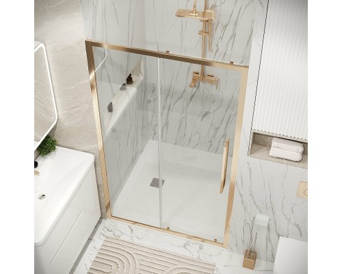 Душевая дверь Grossman Cosmo 130 100.K33.02.130.32.00 профиль Золото сатин стекло прозрачное