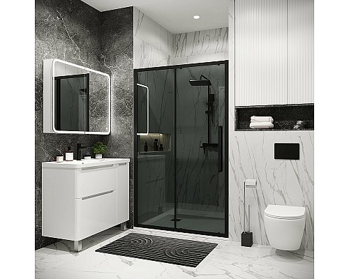 Душевая дверь Grossman Cosmo 110 100.K33.02.110.21.10 профиль Черный матовый стекло тонированное