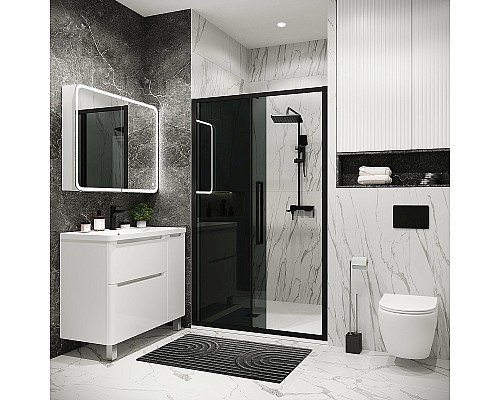 Душевая дверь Grossman Cosmo 110 100.K33.02.110.21.10 профиль Черный матовый стекло тонированное