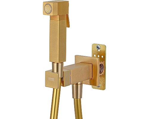 Гигиенический душ со смесителем Remer Qubica Q64BG Золото брашированное