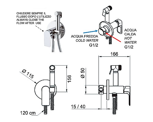 Гигиенический душ со смесителем Remer Infinity I65WNO Черный матовый