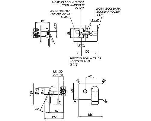 Смеситель для душа Remer Infinity I09HRG Хром