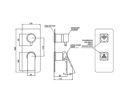 Смеситель для душа Remer Infinity I93KBCFP Черный брашированный хром