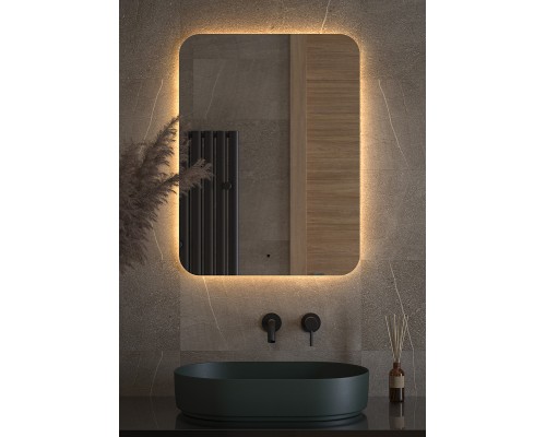 Зеркало Defesto Opti 60x80 с подсветкой 25W-3000К/ИК - выключатель/Теплый белый свет
