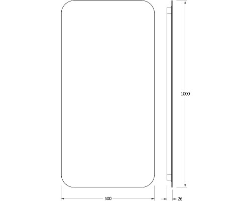 Зеркало Defesto Opti 50x100 с подсветкой 28W-4500К/Без выключателя/Нейтральный белый свет