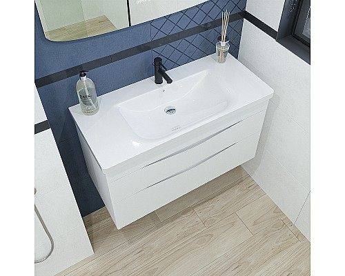 Тумба под раковину Caprigo Lento 100 36214-SF027 подвесная Белая матовая