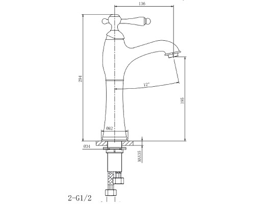 Смеситель для раковины Caprigo Fonte 12-525-crm Хром