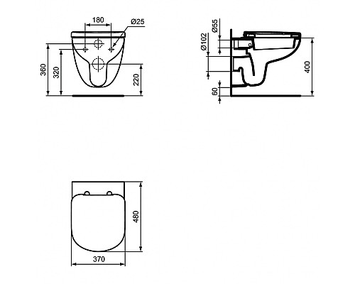 Унитаз Ideal Standard Tempo T328801+T679901 подвесной с сиденьем Микролифт