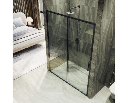 Душевая дверь Maybah Glass MGD-1276-6 1200x1950 раздвижная профиль Черный стекло прозрачное