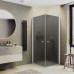 Душевой уголок Maybah Glass 800x800x1980 на монопетлях Белый стекло графитовое матовое