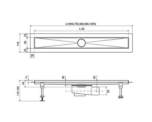 Душевой лоток Timo Drain System 60 DS230106/00 с решеткой Хром