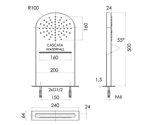 Верхний душ Remer 350MMCANOX Черный матовый