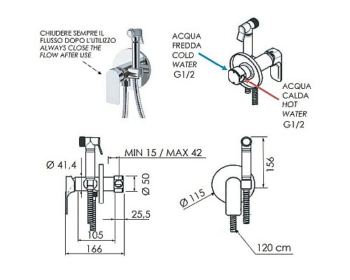 Гигиенический душ со смесителем Remer Infinity I65NO Черный матовый