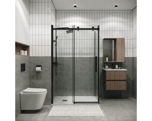 Душевой уголок Grossman Classic 120х70 профиль Черный матовый стекло прозрачное