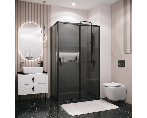 Душевой уголок Grossman Style 120х90 профиль Черный матовый стекло тонированное