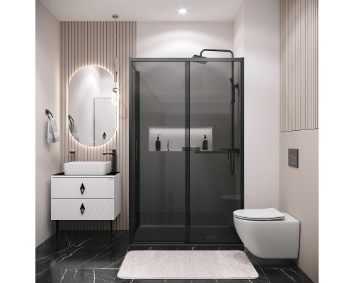 Душевой уголок Grossman Style 120х90 профиль Черный матовый стекло тонированное