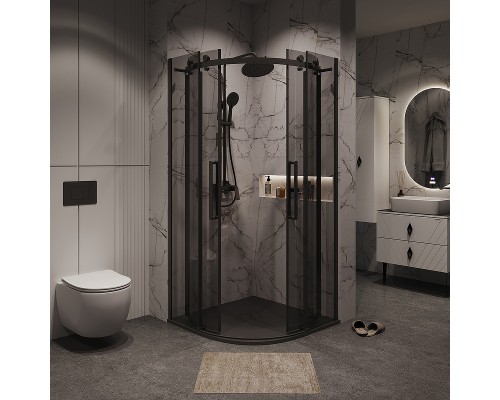 Душевой уголок Grossman Classic 90х90 301.K33.04.9090.21.10 профиль Черный матовый стекло тонированное