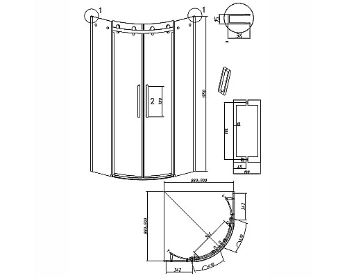 Душевой уголок Grossman Classic 90х90 301.K33.04.9090.21.00 профиль Черный матовый стекло прозрачное