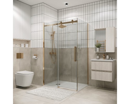 Душевая стенка Grossman Classic 90 200.K33.04.90.32.00 профиль Золото сатин стекло прозрачное