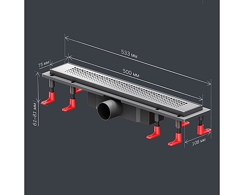 Душевой лоток AM.PM PrimeFlow 50 W02SC-P11-050-01SB с решеткой Хром матовый Cut Gradient
