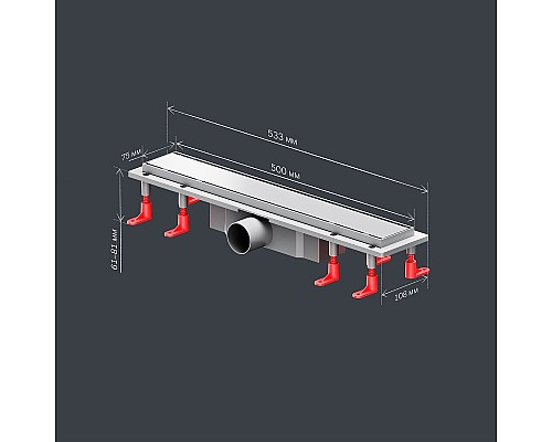 Душевой лоток AM.PM PrimeFlow 50 W02SC-U11-050-04SB с решеткой Хром матовый / под плитку Tile