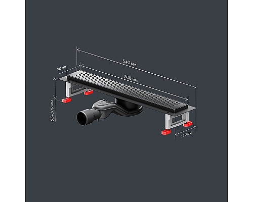Душевой лоток AM.PM MasterFlow 50 W01SC-P11-050-01BM с Черной матовой решеткой Cut Gradient